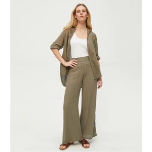 MICHAEL STARS Susie Wide‎ Leg Olive Cotton Pants